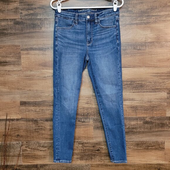 American Eagle Jeans 6 S Jegging Next Level Stretch Hi Rise Medium Dark Wash - Picture 1 of 11